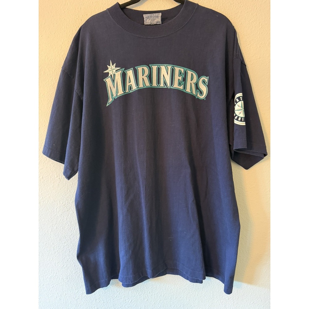 Vintage 90s Seattle Mariners MLB Baseball Logo Tee #17 Hasegawa Men's Size XL